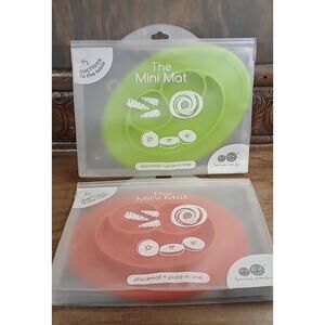 Mini Mat Plates Suction Silicone Divided GREEN Plate for Toddlers 6+ Months